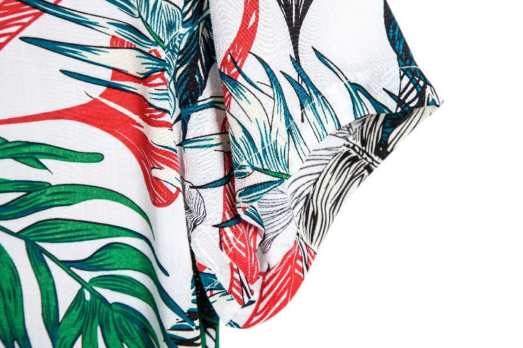 Men's short-sleeve shirt with tropical plant pattern and casual cut Ivyshape