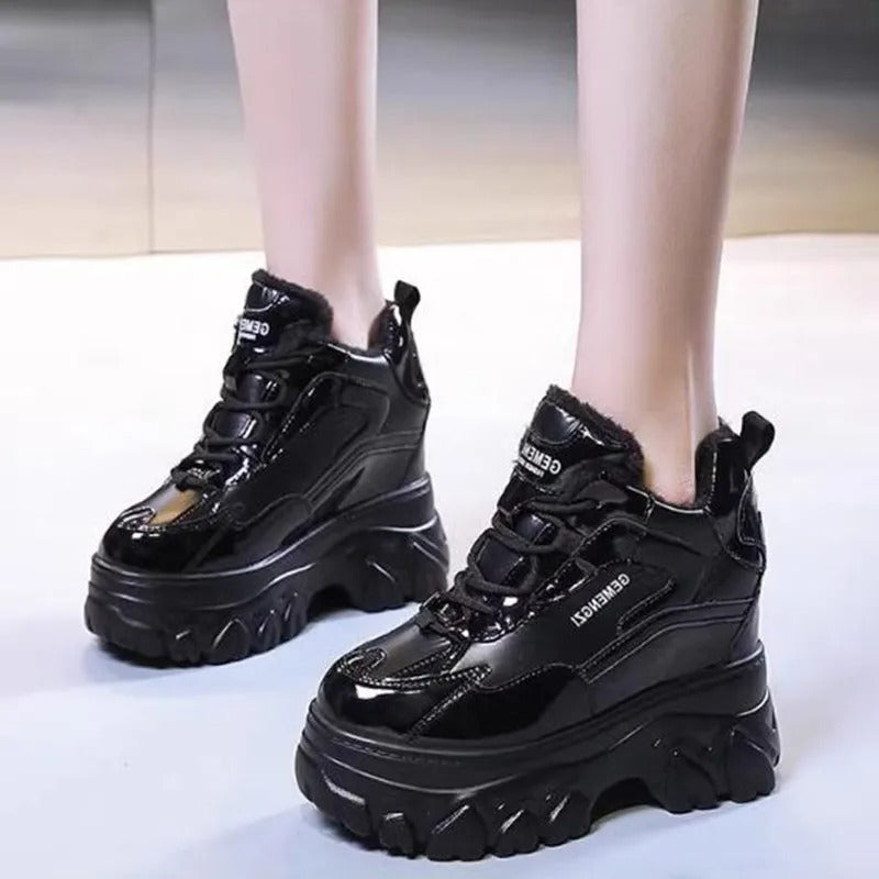 Chunky Lace-Up Platform Boots for Women