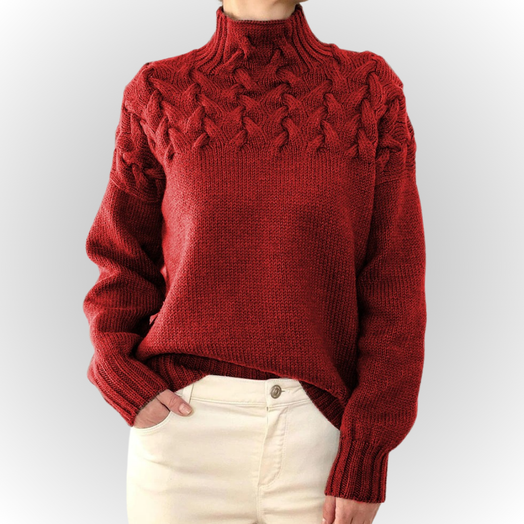 Ivyshape | Cozy Cable Knit Turtleneck Sweater