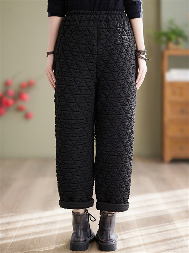 Elastic Waist Comfy Warm Cotton Pants for Winter