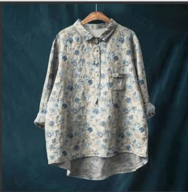 Vibrant Floral Print Blouse for Women (2XL)