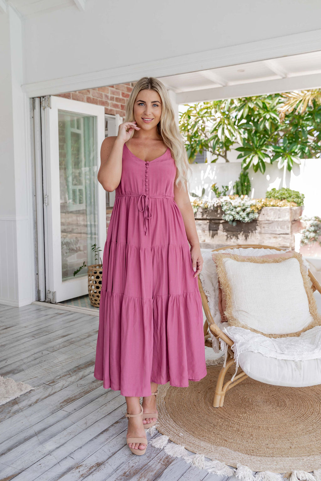 Evelyn Dress - Pink Ruby