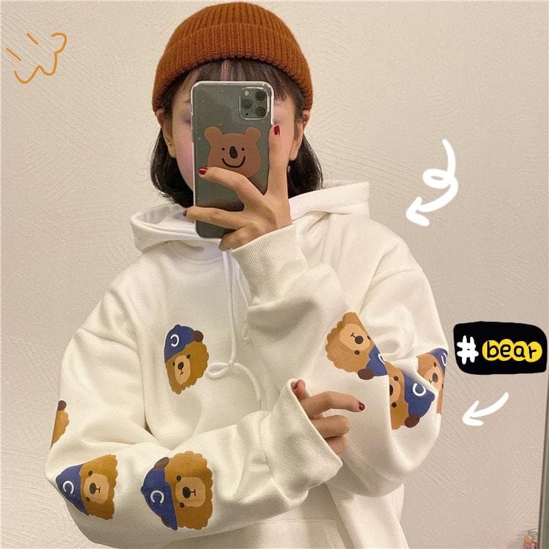 Hoodie with Teddy Head Print