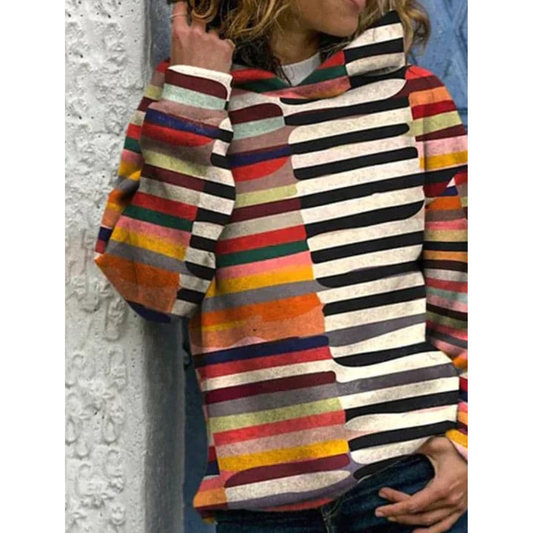 Ivyshapewomen'S Stylish Stripes Design Hoodie Colorful