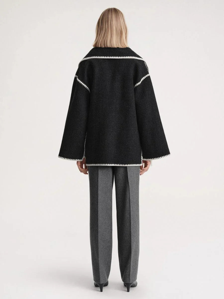 Ivyshape | Wool Blend Oversized Wrap Coat