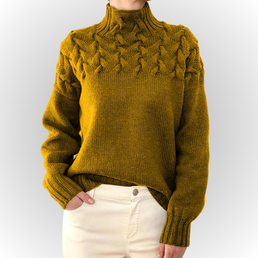 Ivyshape | Cozy Cable Knit Turtleneck Sweater