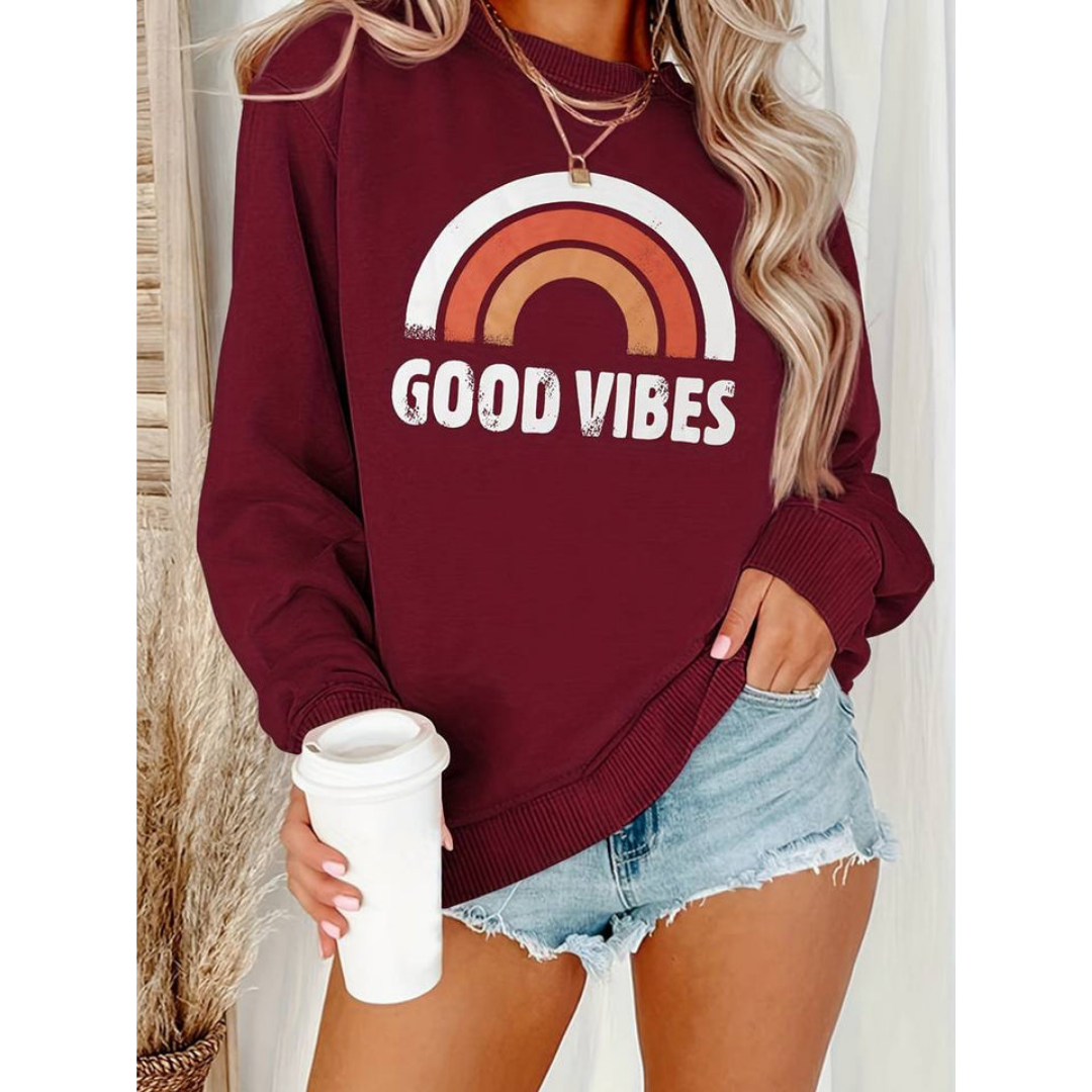 Ivyshape | Women's Good Vibes Printed Sweater Trend