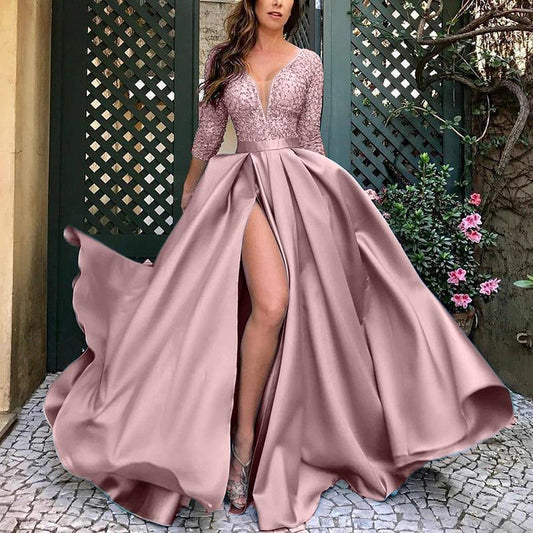 IvyShape | Gold Foil Big Swing Sexy Evening Party Dress