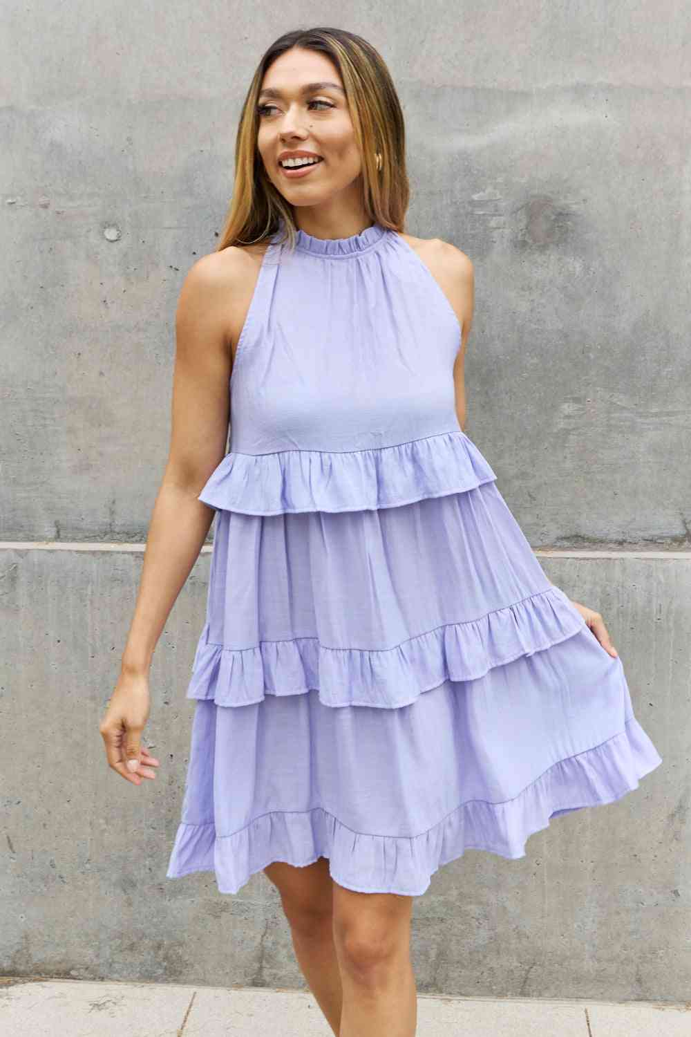 ODDI Full Size Relaxed Baby Doll Halter Dress