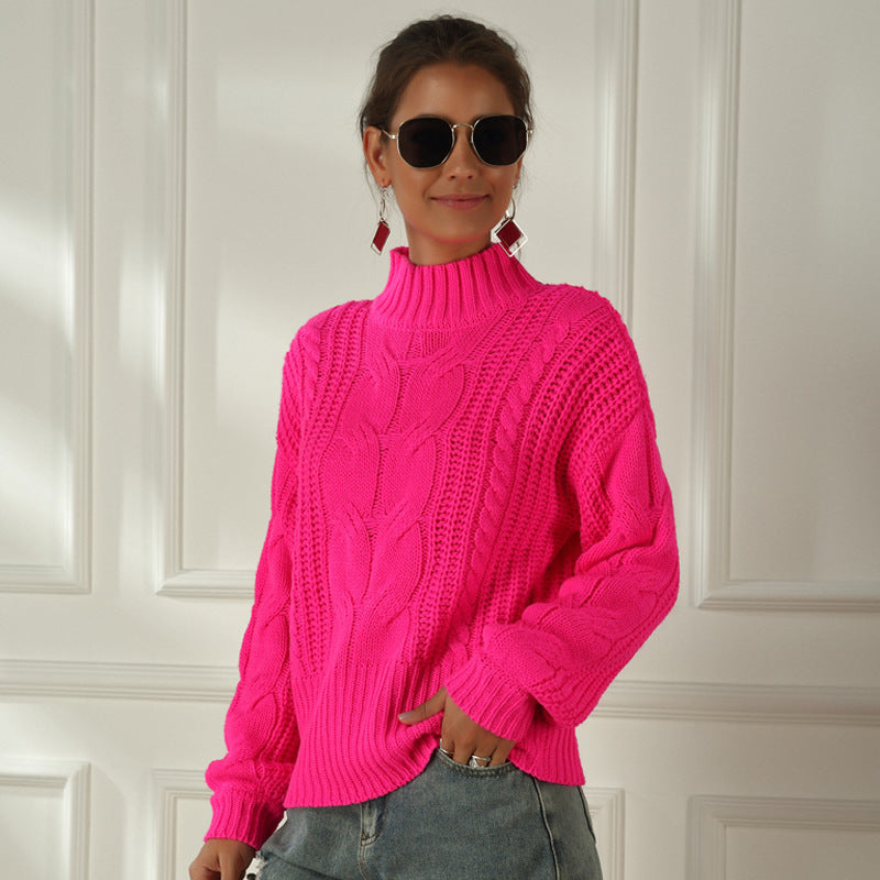 IvyShape | Fluorescent Long Sleeve Twisted Knit Sweater