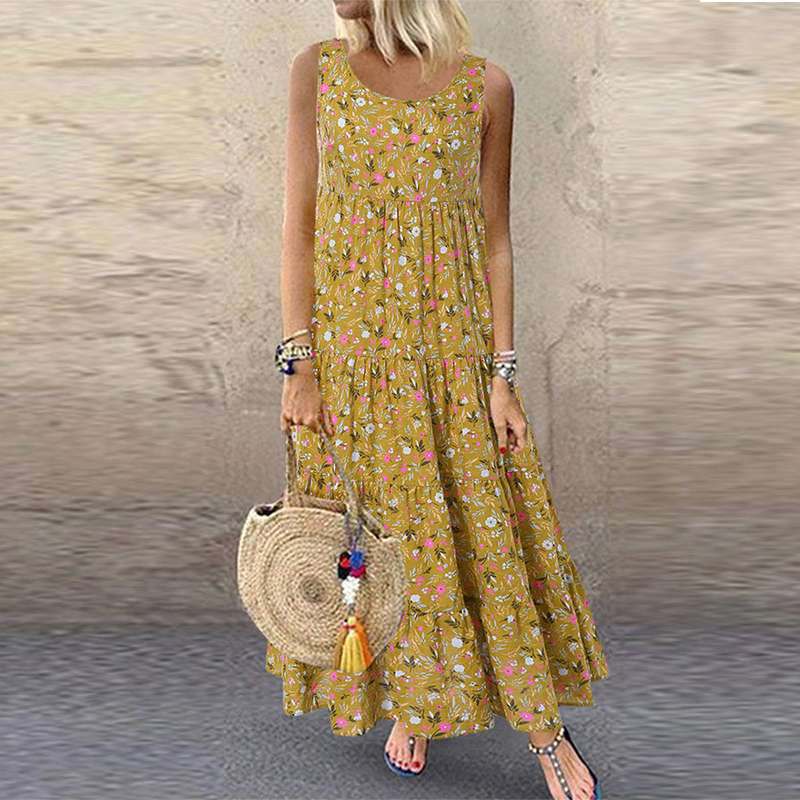 IvyShape | Breezy Printed Sleeveless Floral Summer Dress