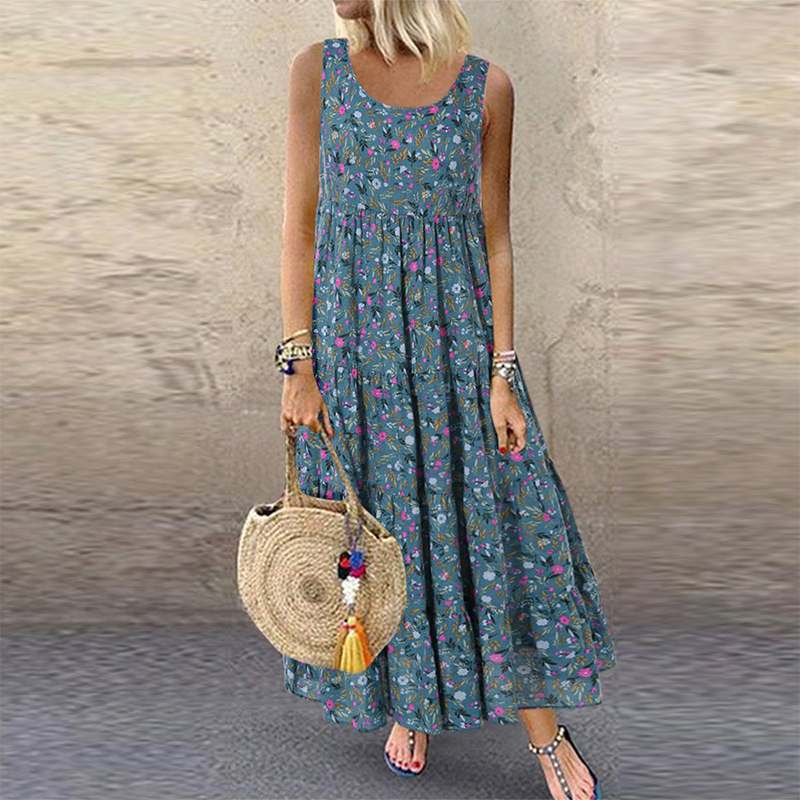 IvyShape | Breezy Printed Sleeveless Floral Summer Dress