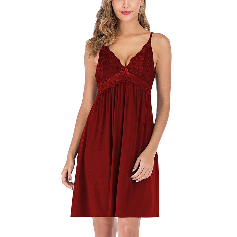 Women’s nightdress with lace accents and adjustable straps Ivyshape