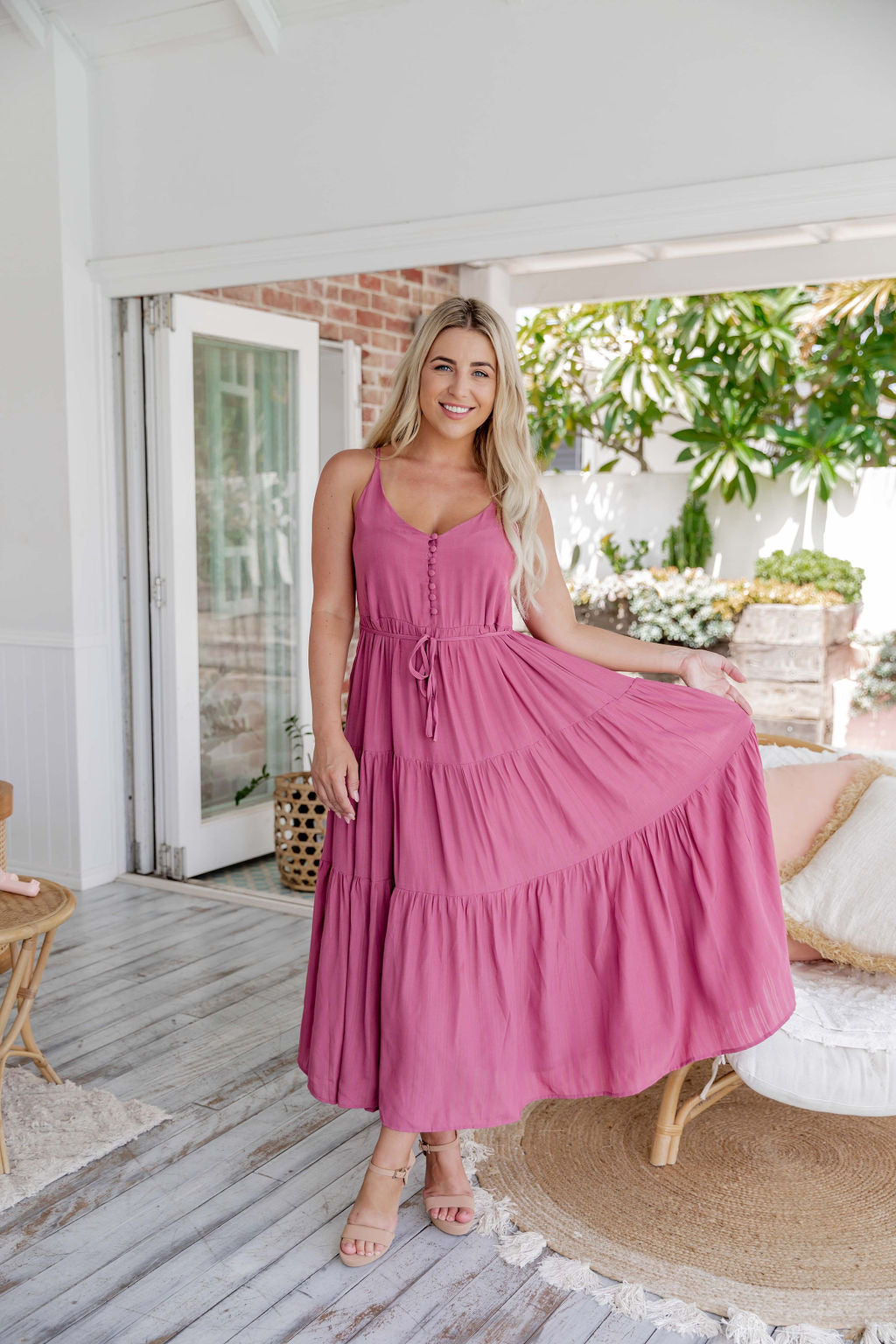 Evelyn Dress - Pink Ruby