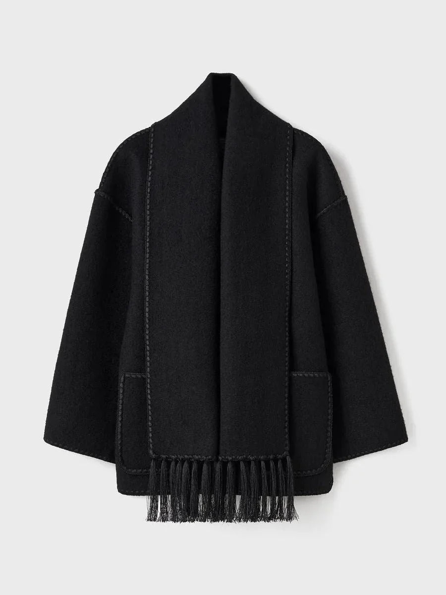 Ivyshape | Wool Blend Oversized Wrap Coat