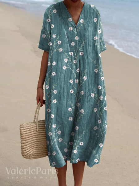 Ivyshape | Casual dress with floral print made of breathable cotton fabric