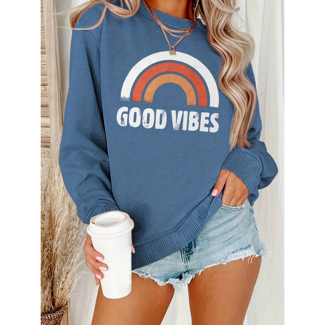 Ivyshape | Women's Good Vibes Printed Sweater Trend