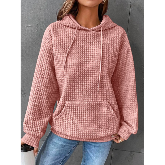 Ivyshape | Women's Square Block Patterned Hoodie stylish