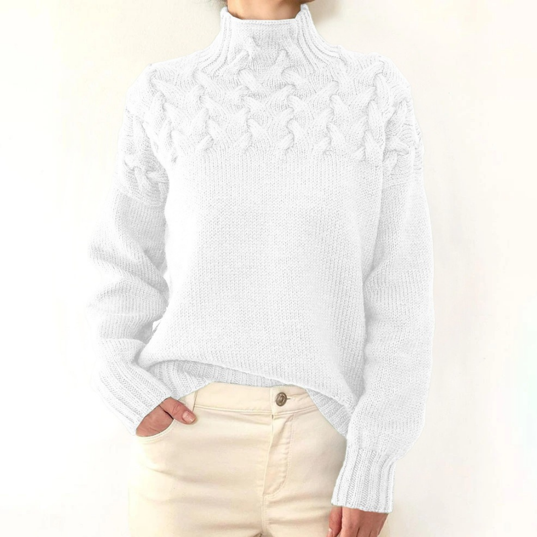 Ivyshape | Cozy Cable Knit Turtleneck Sweater