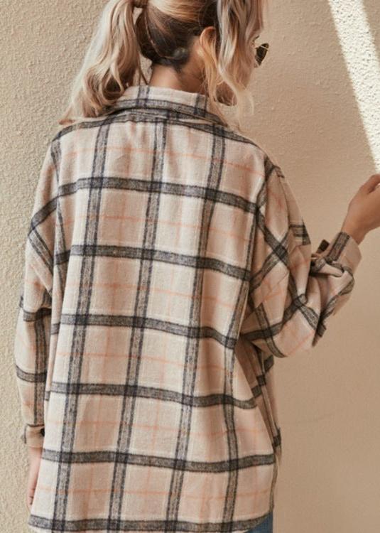 Ivyshape | Plaid Button-Up Jacket Casual Layering Essential