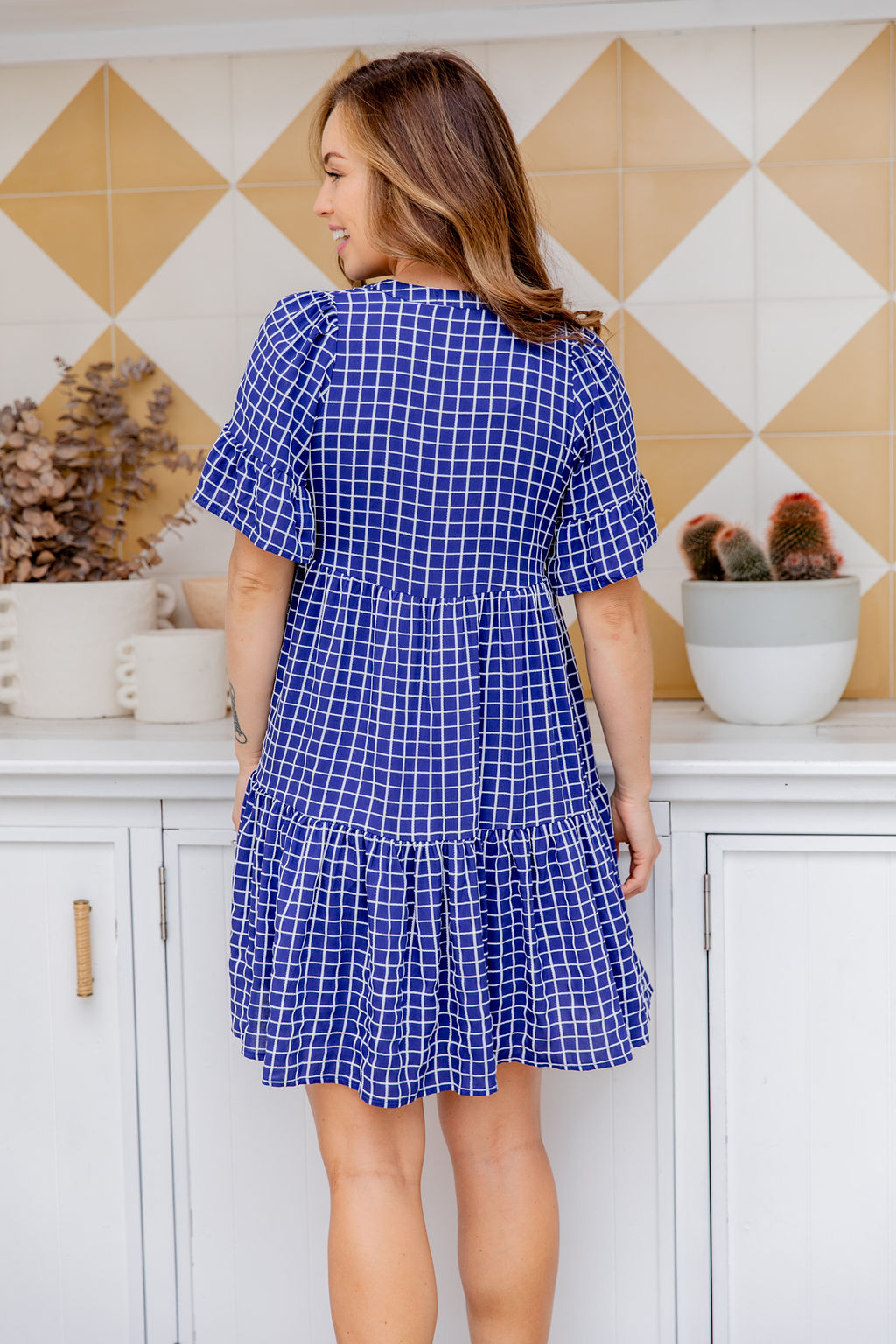 Emerson Dress - Checkered Navy