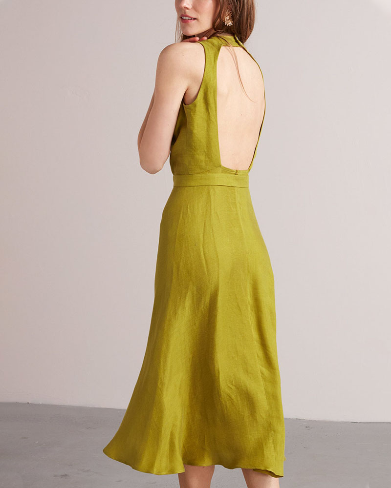 Button Open Back Dress