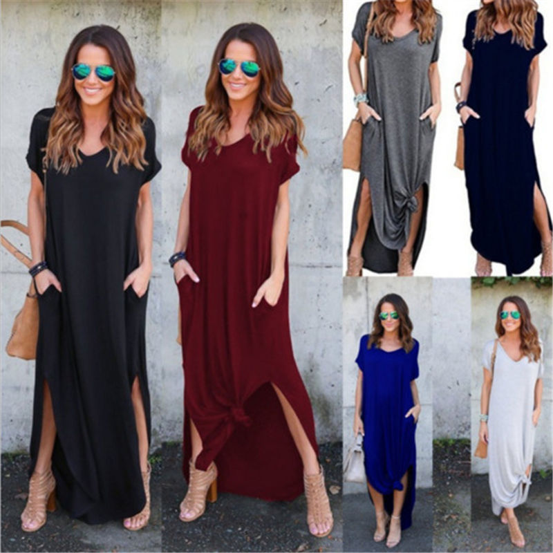 Women Knot Casual Maxi Dress Ivyshape