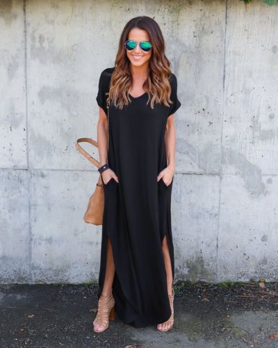 Women Knot Casual Maxi Dress Ivyshape