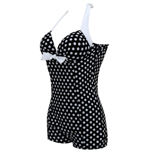 Black and White Dot Bikini Cherry Large Size Swimsuit