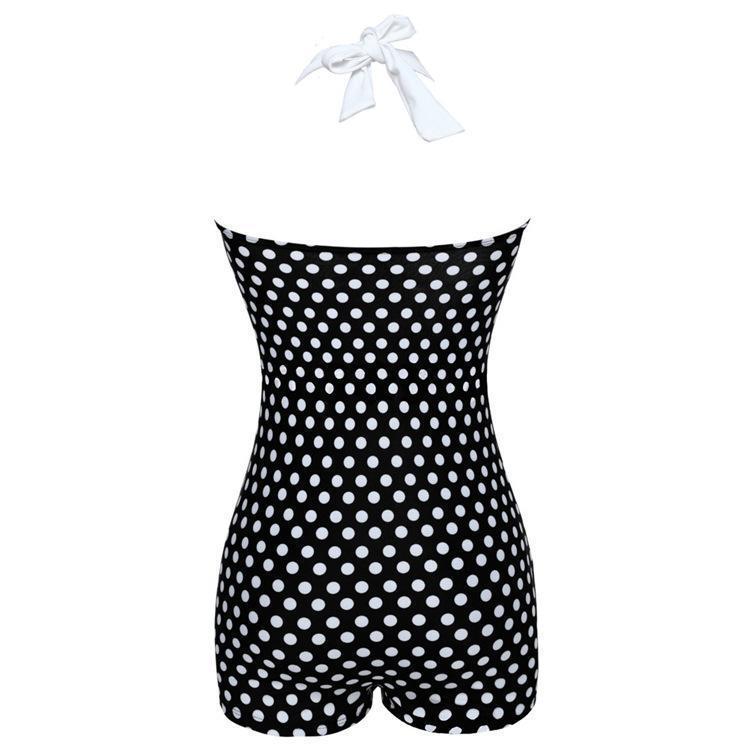 Black and White Dot Bikini Cherry Large Size Swimsuit