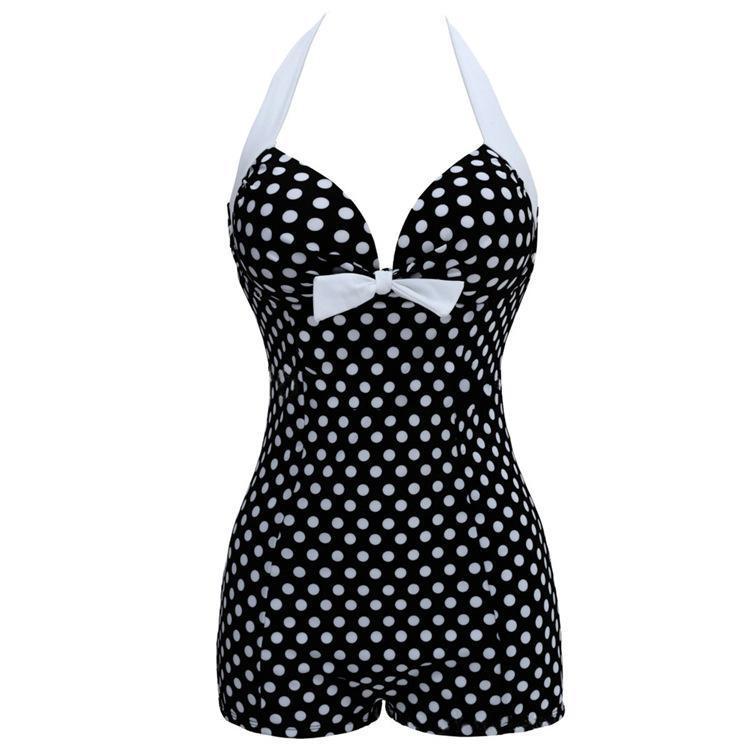 Black and White Dot Bikini Cherry Large Size Swimsuit