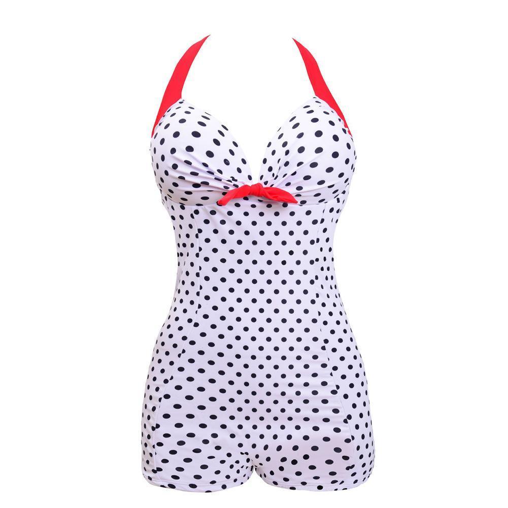 Black and White Dot Bikini Cherry Large Size Swimsuit