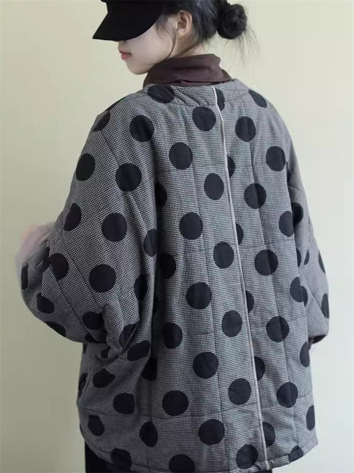 Women's Thickened V-neck Polka Dot Quilted Coats