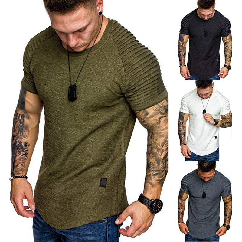 Men's Fashion Round Neck Shirt with Structured Shoulder Section Ivyshape