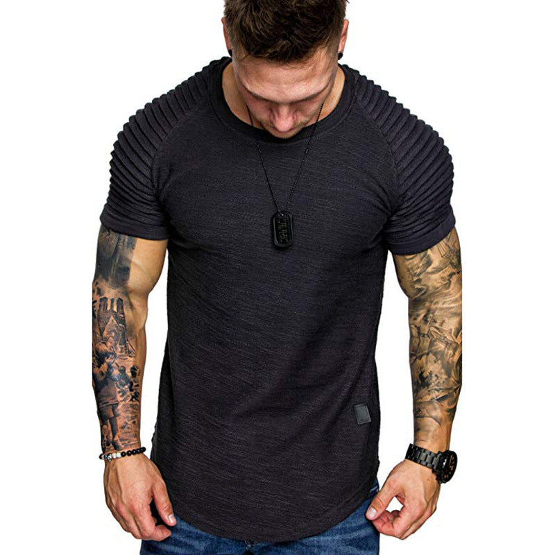 Men's Fashion Round Neck Shirt with Structured Shoulder Section Ivyshape