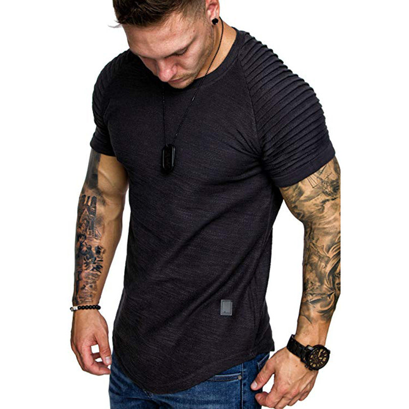 Men's Fashion Round Neck Shirt with Structured Shoulder Section Ivyshape