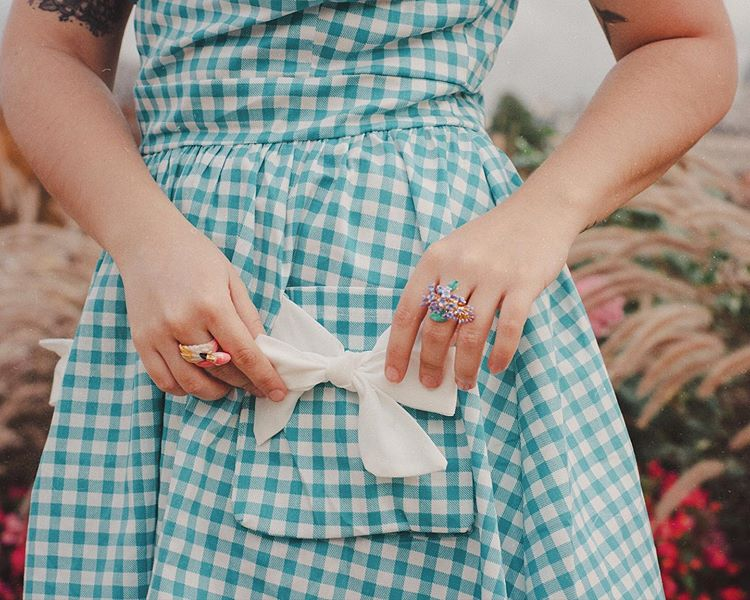 Plaid Bow Pockets Lapel Dress