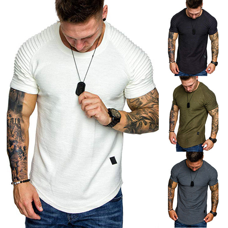 Men's Fashion Round Neck Shirt with Structured Shoulder Section Ivyshape
