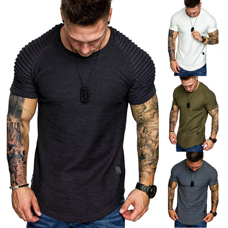 Men's Fashion Round Neck Shirt with Structured Shoulder Section Ivyshape