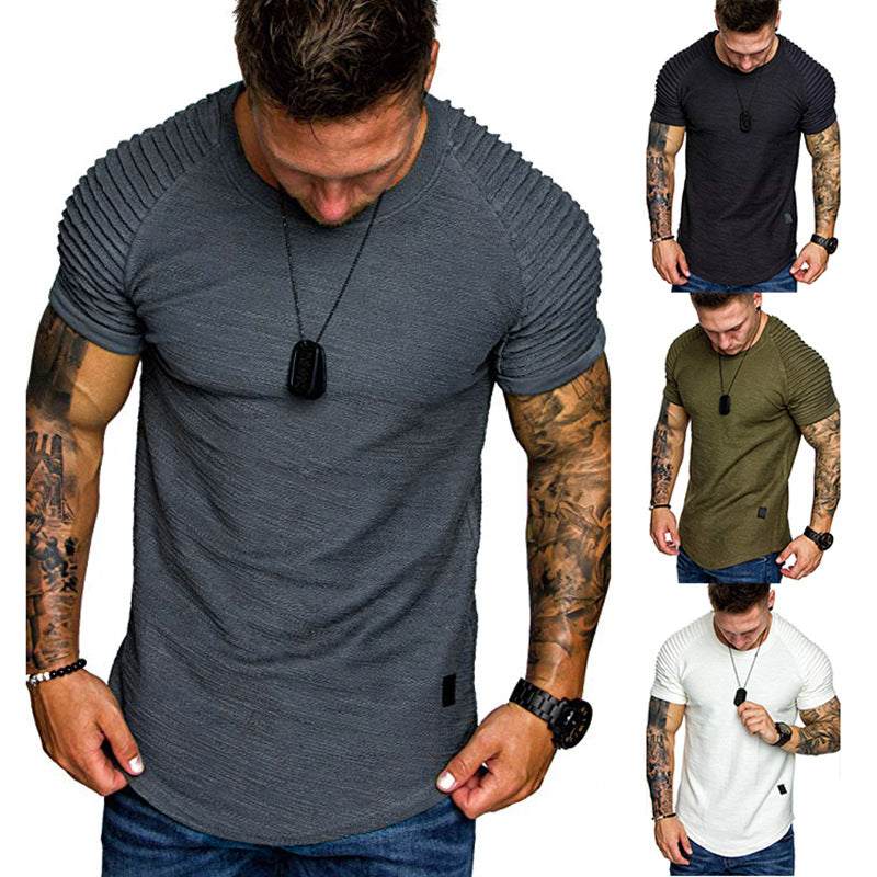 Men's Fashion Round Neck Shirt with Structured Shoulder Section Ivyshape