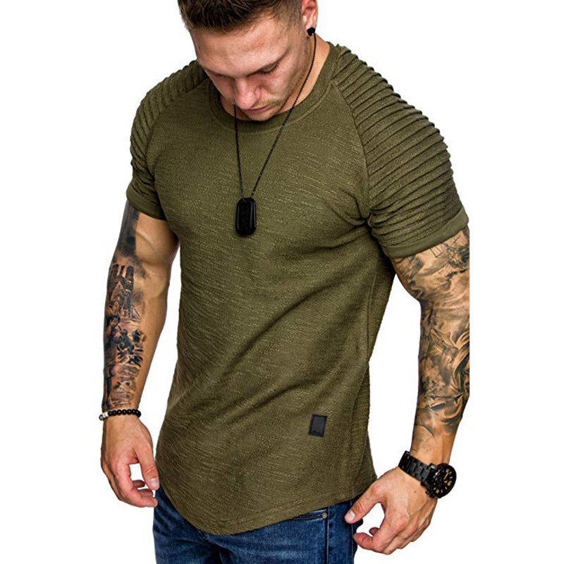 Men's Fashion Round Neck Shirt with Structured Shoulder Section Ivyshape