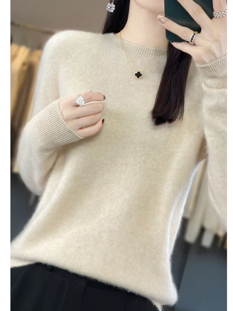 Ivyshape |Sweater Women Round Neck Soft and Elegant Sweater