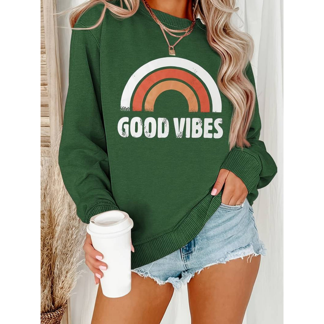 Ivyshape | Women's Good Vibes Printed Sweater Trend