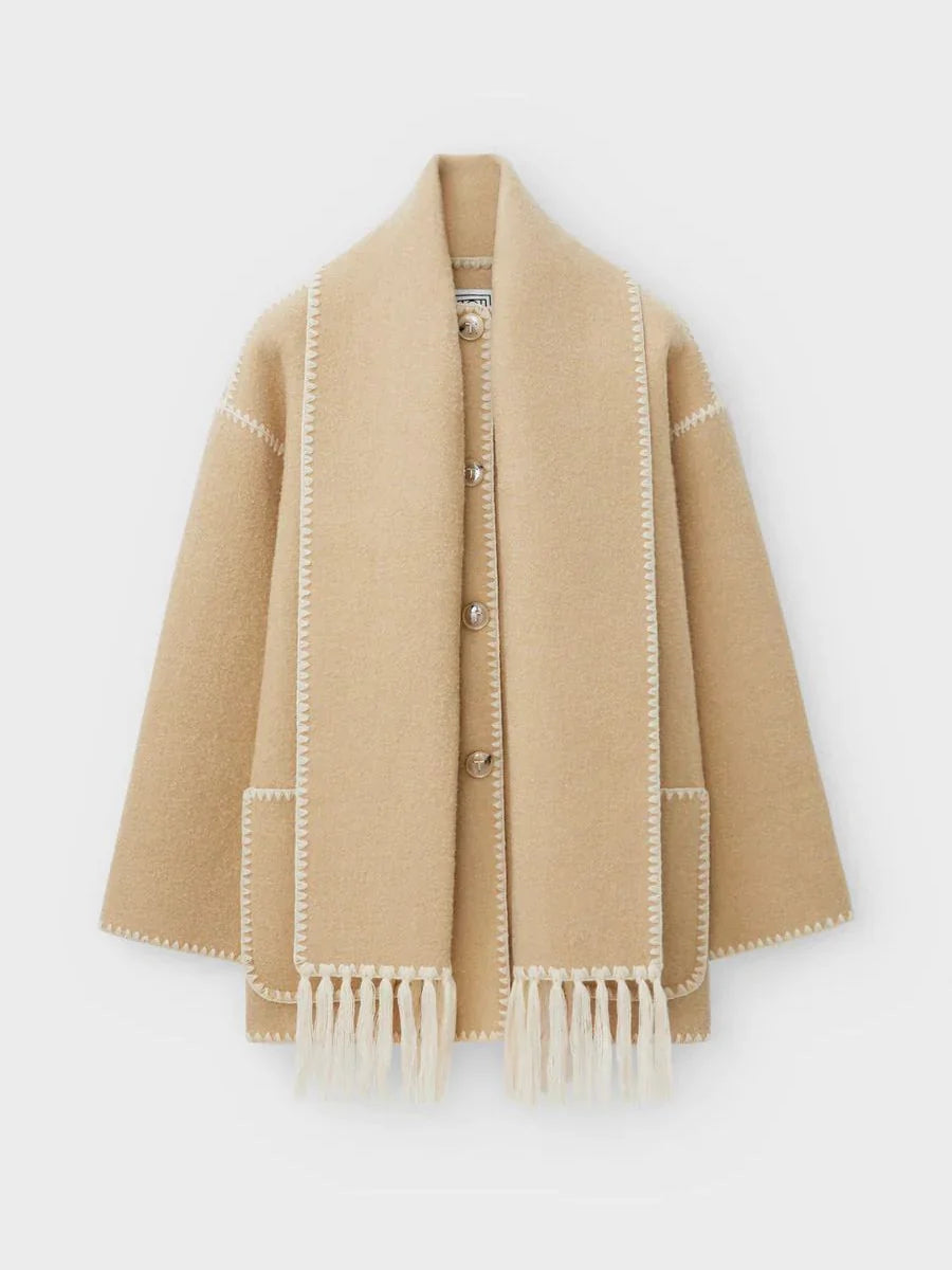 Ivyshape | Wool Blend Oversized Wrap Coat