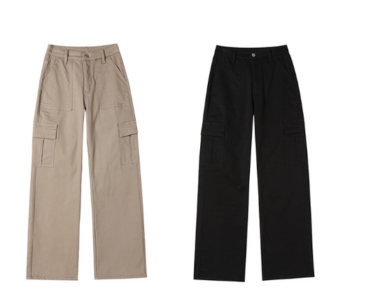 Ivyshape | Cargo Pants With Pockets and Straight Leg