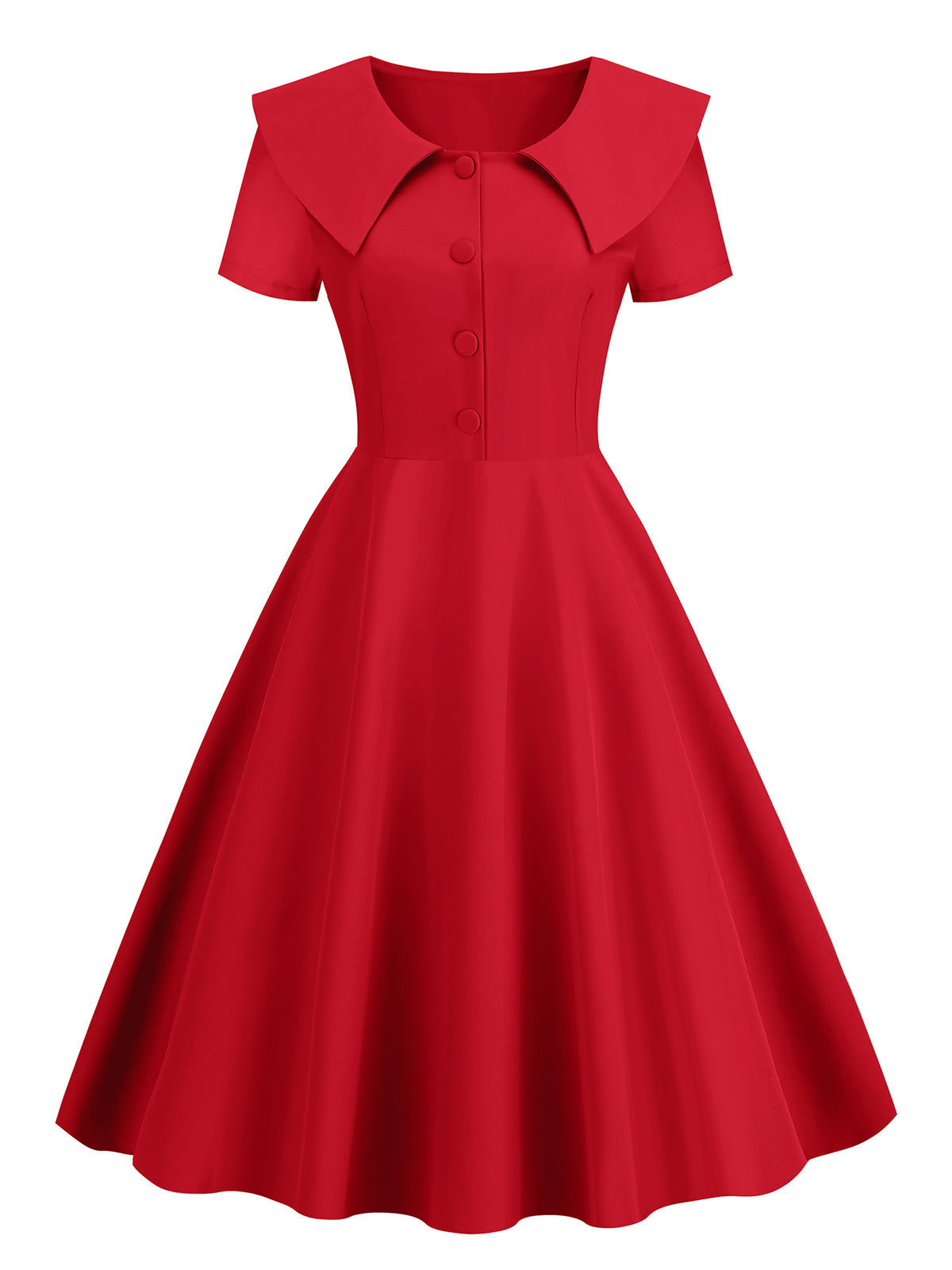 Solid Lapel Swing Dress