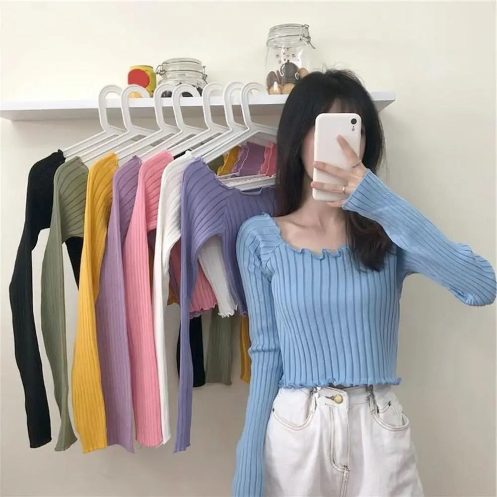 Stylish Slim Fit Knit Blouse for Women