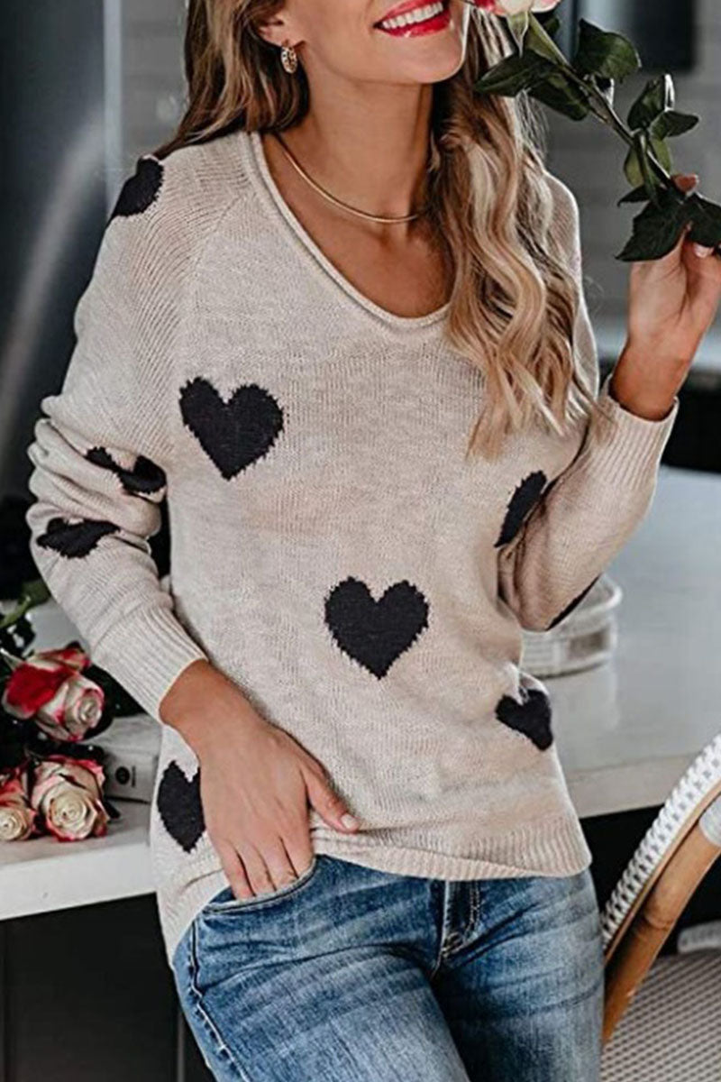 Ivyshape | Classic Heart Pattern Knitted Sweater