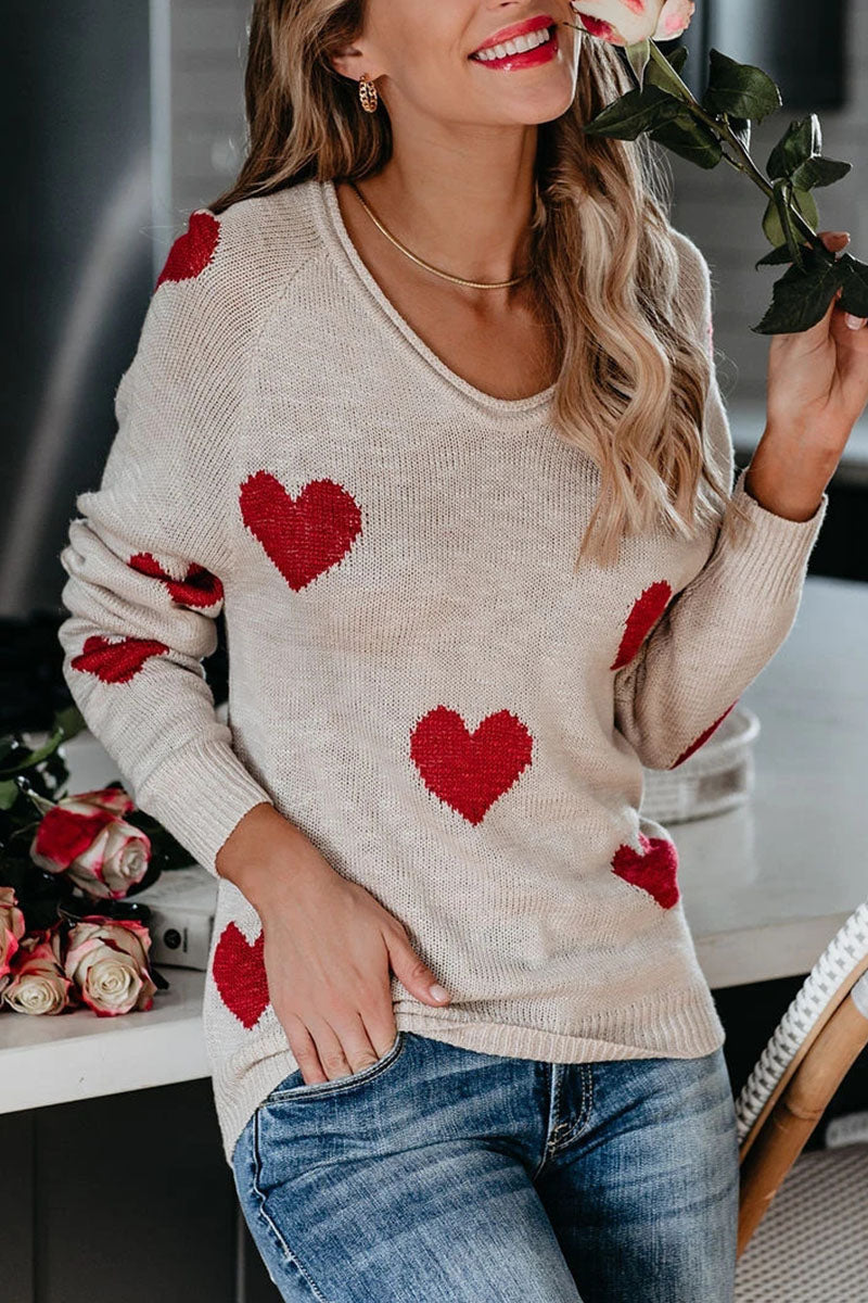 Ivyshape | Classic Heart Pattern Knitted Sweater