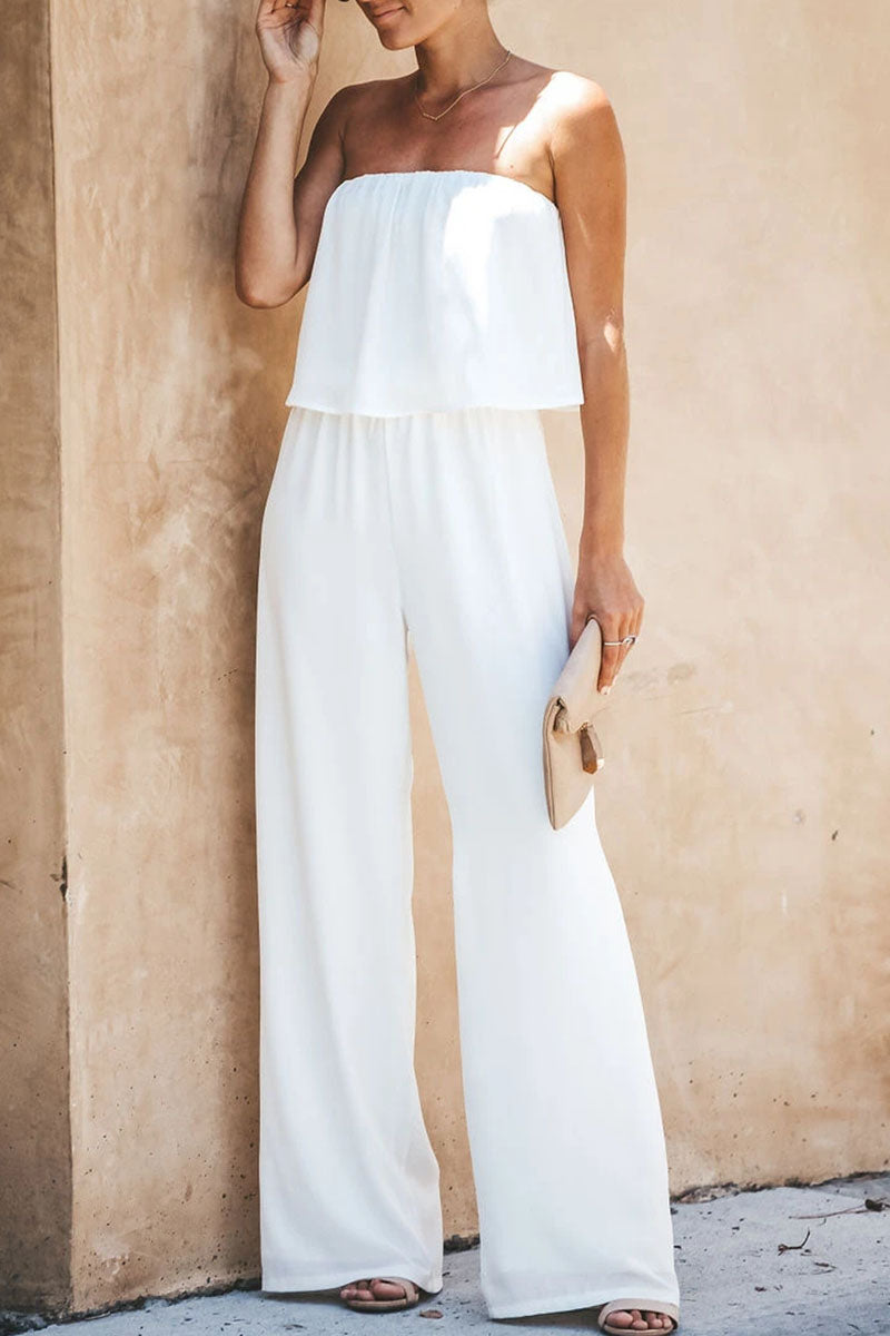 Ivyshape | Women's Elegant Tube Jumpsuit White